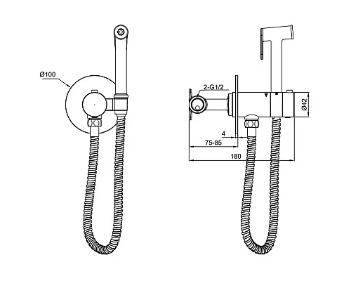 Гигиенический душ AltroBagno Beni aggiuntivi AltroBagnoBM060401Cr с термостатом, хром