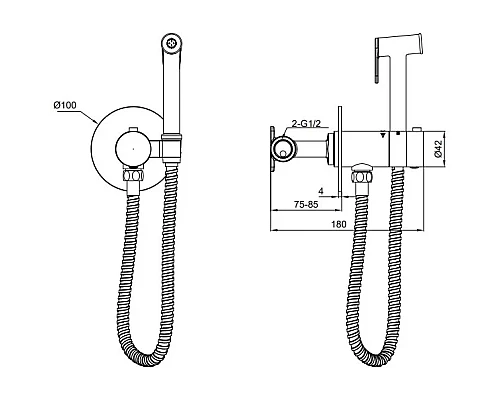 Гигиенический душ AltroBagno Beni aggiuntivi AltroBagnoBM060402NeOp с термостатом, черный матовый