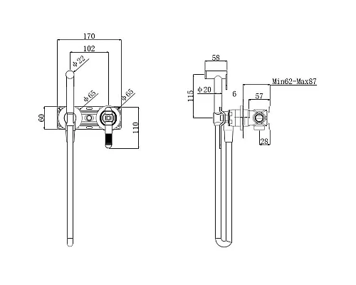 Приобрести Гигиенический комплект Bronze De Luxe 1760S 3253CG в магазине сантехники Santeh-Crystal.ru