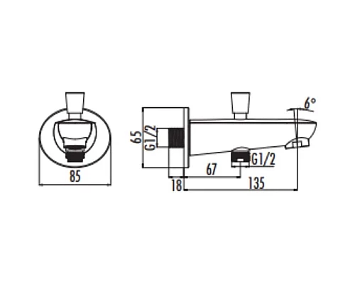 Купить Излив для ванны 135 мм Creavit A08 в магазине сантехники Santeh-Crystal.ru