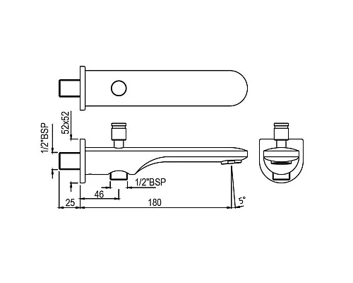 Приобрести Излив для ванны 180 мм Jaquar Opal Prime SPJ-CHR-15463PM в магазине сантехники Santeh-Crystal.ru