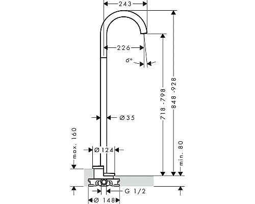 Приобрести Излив для ванны 226 мм Axor Uno 38412000 в магазине сантехники Santeh-Crystal.ru
