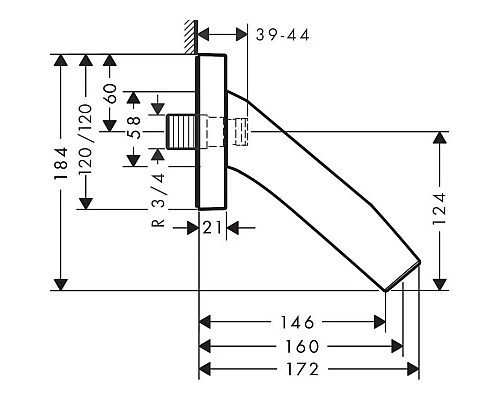 Приобрести Излив для ванны 160 мм Axor Starck Organic 12417340 в магазине сантехники Santeh-Crystal.ru