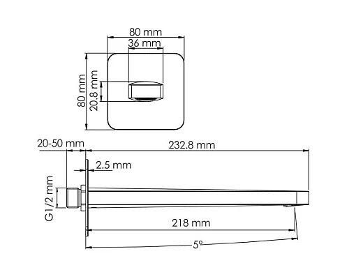 Купить Излив для ванны 218 мм WasserKRAFT Havel A284 в магазине сантехники Santeh-Crystal.ru