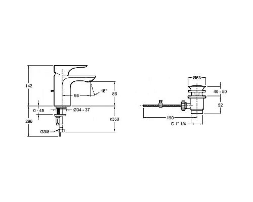 Заказать Комплект смесителей Jacob Delafon Villette E23721-CP + E23718-CP + E99898RU-CP в магазине сантехники Santeh-Crystal.ru
