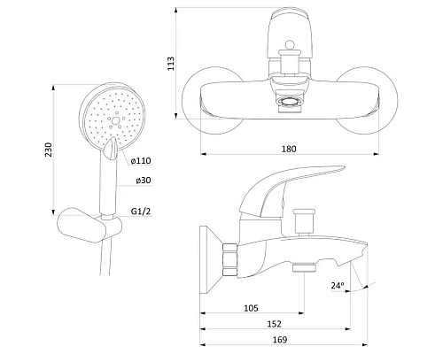 Приобрести Комплект смесителей Damixa Palace Bit 311300000 + 310210000 в магазине сантехники Santeh-Crystal.ru
