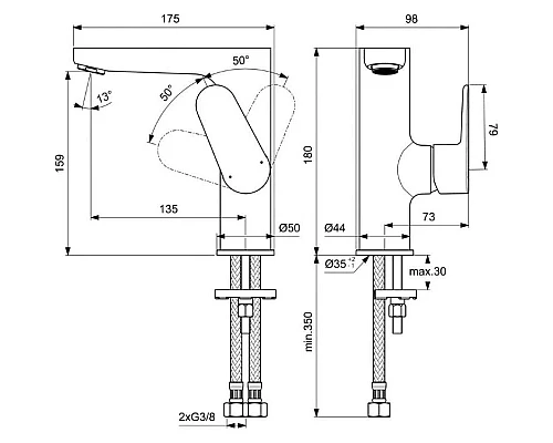 Заказать Комплект смесителей Ideal Standard Cerafine O BC499XG + BC555XG + BD142XG в магазине сантехники Santeh-Crystal.ru