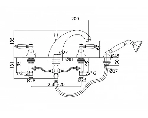 Приобрести Смеситель на борт ванны хром, ручки Swarovski Cezares Diamond DIAMOND-BVD-01-Sw в магазине сантехники Santeh-Crystal.ru