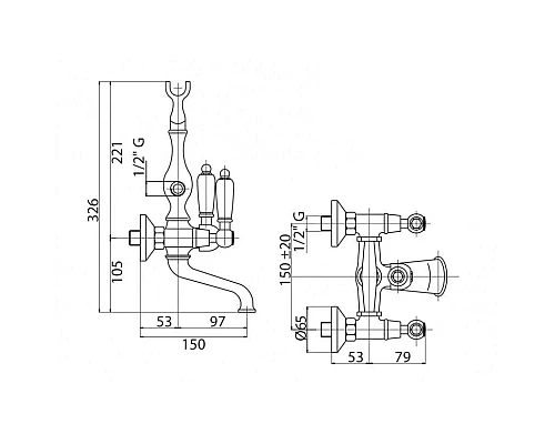 Купить Смеситель для душа с ручным душем золото 24 карат, ручки Swarovski Nero Cezares Diamond DIAMOND-D-03/24-Sw-N в магазине сантехники Santeh-Crystal.ru