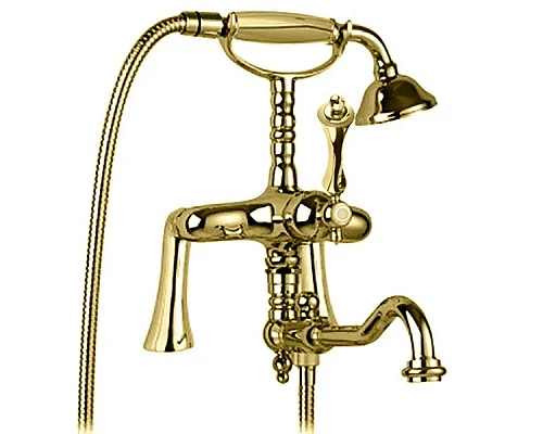 Заказать Смеситель на борт ванны с ручным душем золото 24 карат, ручка золото 24 карат Cezares Margot MARGOT-PBV2-03/24-M в магазине сантехники Santeh-Crystal.ru