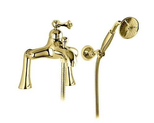 Купить Смеситель на борт ванны с ручным душем золото 24 карат, ручка золото 24 карат Cezares Margot MARGOT-PBVM-03/24-M в магазине сантехники Santeh-Crystal.ru