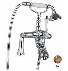 Смеситель на борт ванны с ручным душем бронза, ручка белая Cezares Margot MARGOT-PBV-02-Bi