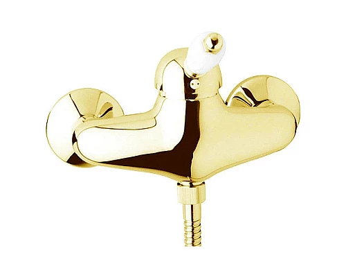 Купить Смеситель для душа золото 24 карат, ручка белая Cezares Elite ELITE-DM-03/24-Bi в магазине сантехники Santeh-Crystal.ru