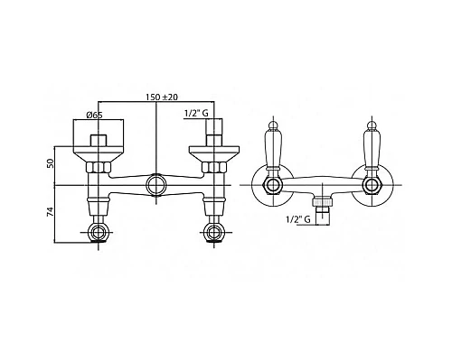 Приобрести Смеситель для душа с ручным душем хром, ручки металл Cezares First FIRST-D-01-M в магазине сантехники Santeh-Crystal.ru