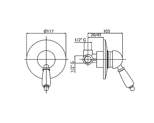 Приобрести Смеситель для душа золото 24 карат, ручка металл Cezares Elite ELITE-DIM-03/24-M в магазине сантехники Santeh-Crystal.ru