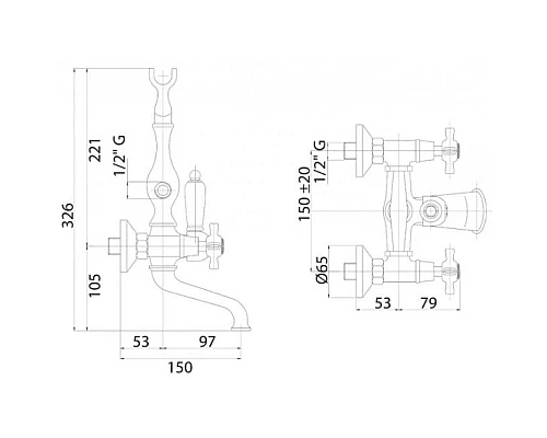 Заказать Смеситель для ванны бронза Cezares Lord LORD-VD-02 в магазине сантехники Santeh-Crystal.ru