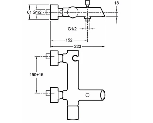 Приобрести Смеситель для ванны Jacob Delafon Toobi E8963-BN в магазине сантехники Santeh-Crystal.ru