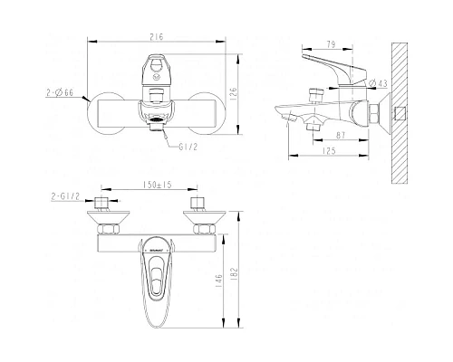 Купить Смеситель для ванны Bravat Drop-D F648162C-B-RUS в магазине сантехники Santeh-Crystal.ru
