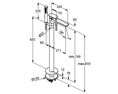 Заказать Смеситель напольный для ванны Kludi E2 495900575 в магазине сантехники Santeh-Crystal.ru