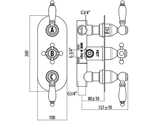Заказать Термостатический смеситель для ванны Gattoni Termostatici TS994/12DOoro в магазине сантехники Santeh-Crystal.ru