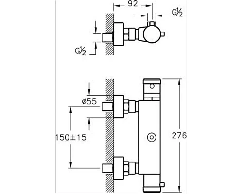 Купить Термостат для душа Vitra AquaHeat A47055EXP в магазине сантехники Santeh-Crystal.ru