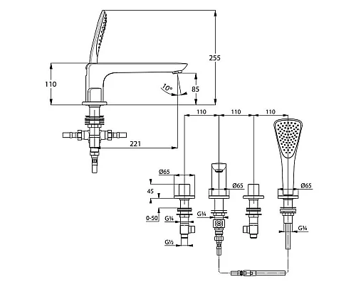 Купить Смеситель на борт ванны Kludi Ameo 414240530 в магазине сантехники Santeh-Crystal.ru