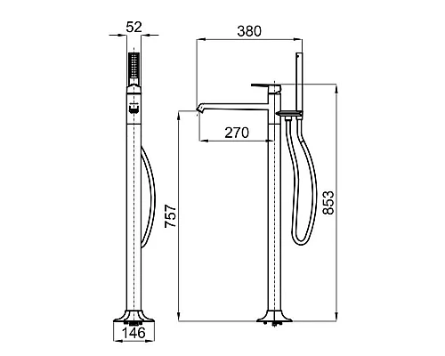 Приобрести Смеситель напольный для ванны Noken Chelsea N199999363 в магазине сантехники Santeh-Crystal.ru