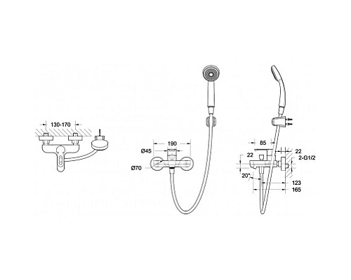 Купить Смеситель для ванны Bravat Stream-D F637163C-B в магазине сантехники Santeh-Crystal.ru