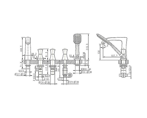 Купить Смеситель на борт ванны Bravat Whirlpool F578112C в магазине сантехники Santeh-Crystal.ru
