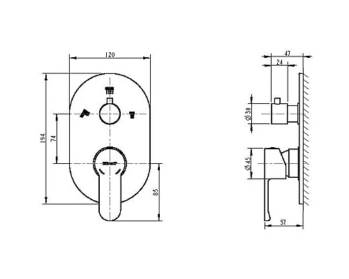 Купить Смеситель для ванны Bravat New Moon P69191C-RUS в магазине сантехники Santeh-Crystal.ru
