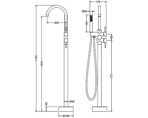 Заказать Смеситель напольный для ванны Timo Saona 2300/16Y-CR в магазине сантехники Santeh-Crystal.ru