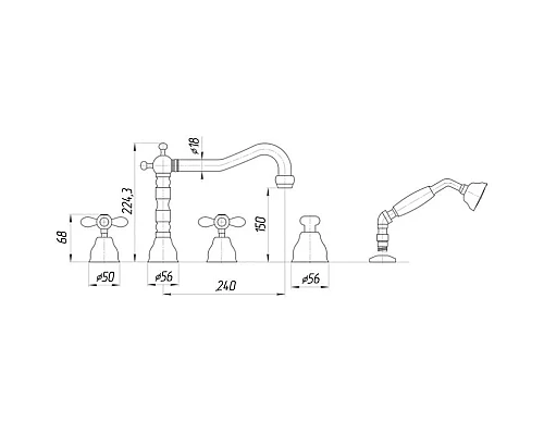 Приобрести Смеситель на борт ванны Migliore Princeton Plus ML.PRP-8080.BR в магазине сантехники Santeh-Crystal.ru