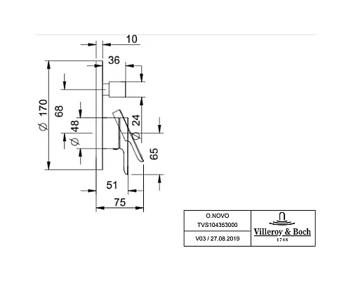 Приобрести Смеситель для ванны Villeroy & Boch O.Novo TVS10435300061 в магазине сантехники Santeh-Crystal.ru