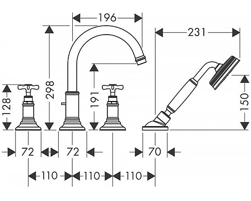 Заказать Смеситель на борт ванны Axor Montreux 16544000 в магазине сантехники Santeh-Crystal.ru