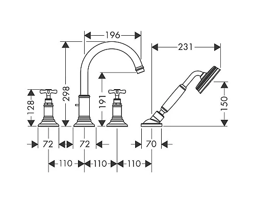 Купить Смеситель на борт ванны Axor Montreux 16544820 в магазине сантехники Santeh-Crystal.ru