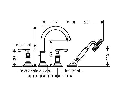 Заказать Смеситель на борт ванны Axor Montreux 16550820 в магазине сантехники Santeh-Crystal.ru