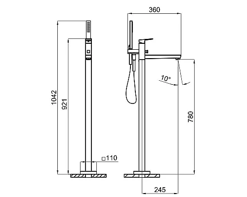 Приобрести Смеситель напольный для ванны Noken Square N186490102 в магазине сантехники Santeh-Crystal.ru