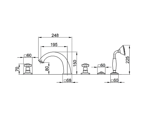 Заказать Смеситель на борт ванны Migliore Korona 28499 в магазине сантехники Santeh-Crystal.ru