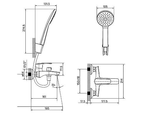Купить Смеситель для ванны IDDIS Ray RAYBL02i02 в магазине сантехники Santeh-Crystal.ru