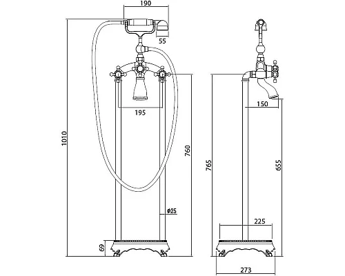 Приобрести Смеситель напольный для ванны Abber Klassik AF8415 в магазине сантехники Santeh-Crystal.ru