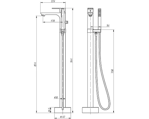 Купить Смеситель напольный для ванны Abber Weiss Insel AF8015 в магазине сантехники Santeh-Crystal.ru