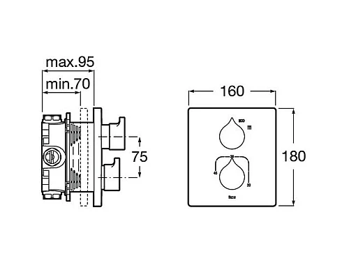 Заказать Термостат для душа Roca Insignia 5A2C3AC00 в магазине сантехники Santeh-Crystal.ru