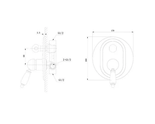Купить Смеситель для ванны Caprigo Adria Uno Black Edition 02B-551-crm в магазине сантехники Santeh-Crystal.ru