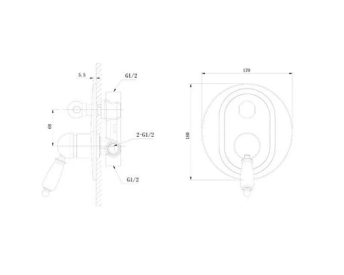 Заказать Смеситель для ванны Caprigo Adria Uno Metal Edition 02M-551-crm в магазине сантехники Santeh-Crystal.ru
