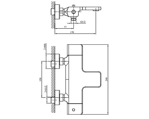 Термостат для ванны AltroBagno Lamberto AltroBagnoLamberto0212NeOp
