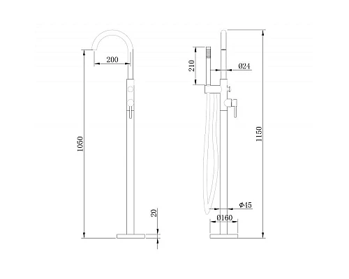 Приобрести Смеситель напольный для ванны Abber Wasser Kreis AF8115RG в магазине сантехники Santeh-Crystal.ru