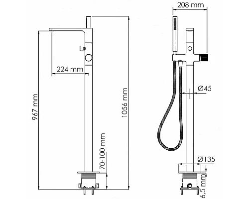 Купить Смеситель напольный для ванны WasserKRAFT Tauber 6421 в магазине сантехники Santeh-Crystal.ru