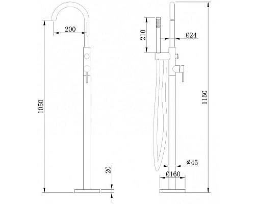 Купить Смеситель напольный для ванны Abber Wasser Kreis AF8115 в магазине сантехники Santeh-Crystal.ru