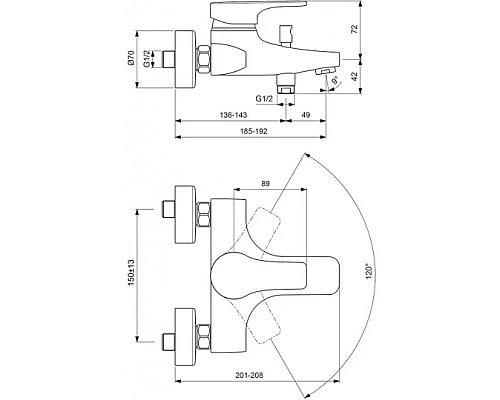 Купить Смеситель для ванны с душем Vidima Видима Стрим BA094AA в магазине сантехники Santeh-Crystal.ru