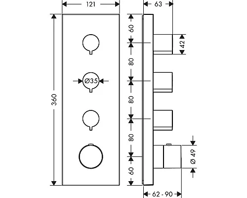 Приобрести Термостат для ванны Axor ShowerSolutions 10751000 в магазине сантехники Santeh-Crystal.ru